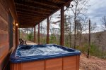 Hot tub on terrace level overlooking the beautiful mountains